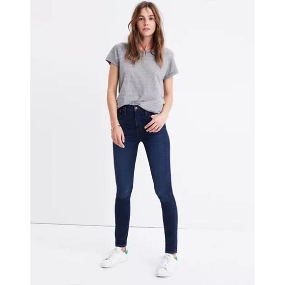 Madewell 10” High Rise Dark Wash Skinny Jeans - Picture 1 of 9